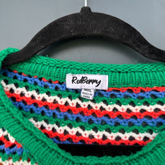 Colorful Striped Women's Crew Neck Sweater - Picture 3 of 5